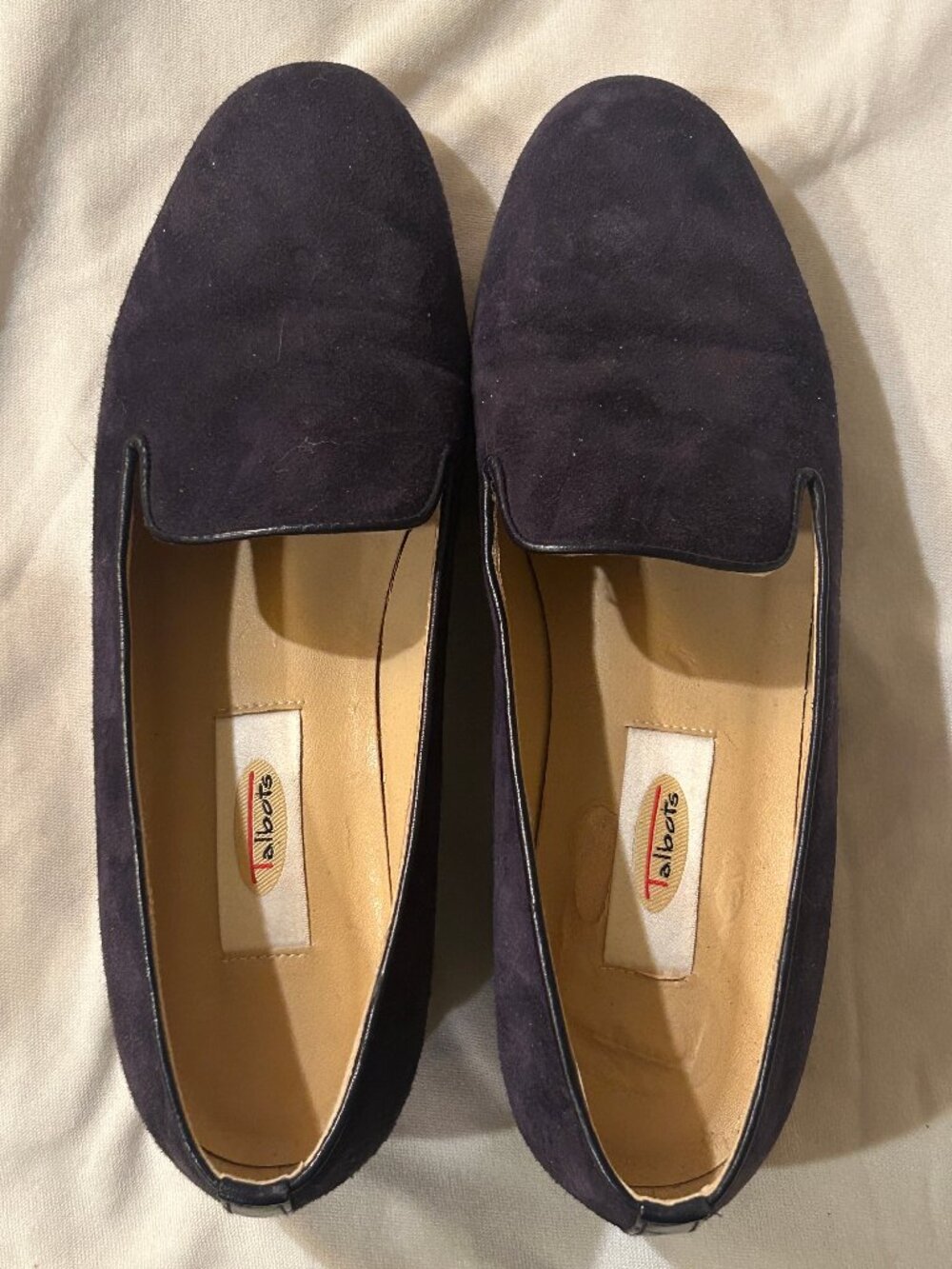 Talbots dark blue/navy Venetian-style suede loafers Size 5 1/2